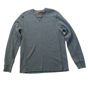 Eddie Bauer Men’s Medium Blue Long Sleeve Waffle Thermal Knit Crewneck Shirt EUC